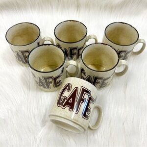 Vintage CAFE Weidmann Brown Specked Mug Set of 6
